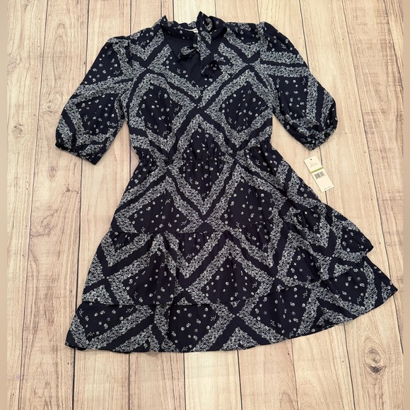 Nanette Lepore Blue and White Puff Sleeve Sundress/size 14 - Picture 10 of 13